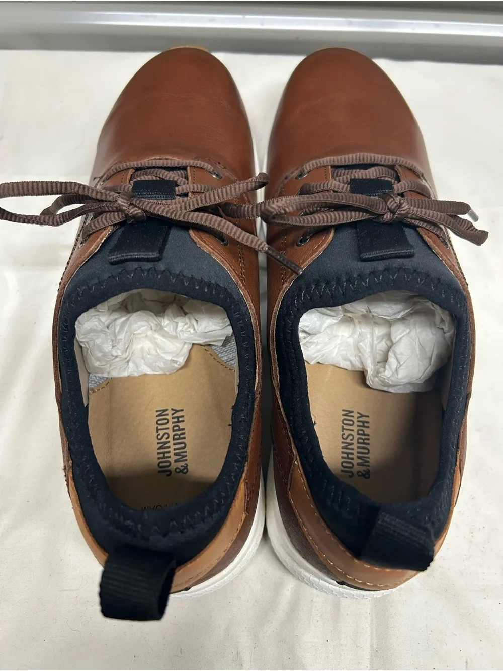 Johnston & Murphy Brown Leather Lace-Up Oxfords
